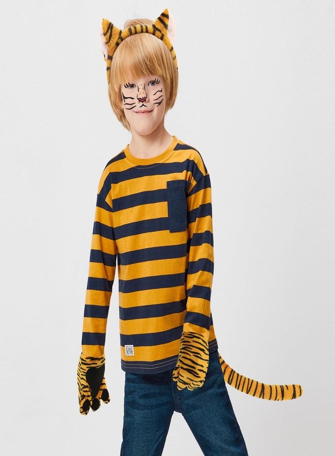 XEPST Animal Tiger Costume Set, Tiger Ears and Tail Set with Ears Headband, Tail, Paws, Face Sticker for Animal Costume Cosplay Birthday Party Accessories Carnival Halloween Fancy Dress Party Supplies - Image 5